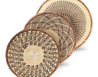 Tongan Handwoven Round Baskets (Set of 3)