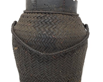 Vintage Rustic Philippine Bogohan Basket with Handle