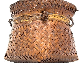 Intricately Woven Vintage Philippine Basket (Traditional/Asian-Inspired)