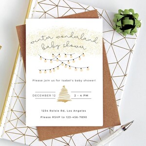 Editable Winter Wonderland Baby Shower Electronic Invitation Customizable Digital Baby Shower Invite Downloadable Invitation Template image 1