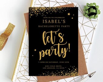 Editable Let's Party Bachelorette Party Electronic Invitation Template | Instant Download Invite | Printable Digital Invitation Card