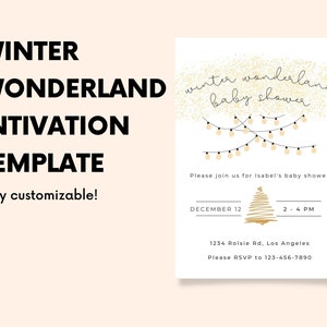 Editable Winter Wonderland Baby Shower Electronic Invitation Customizable Digital Baby Shower Invite Downloadable Invitation Template image 5