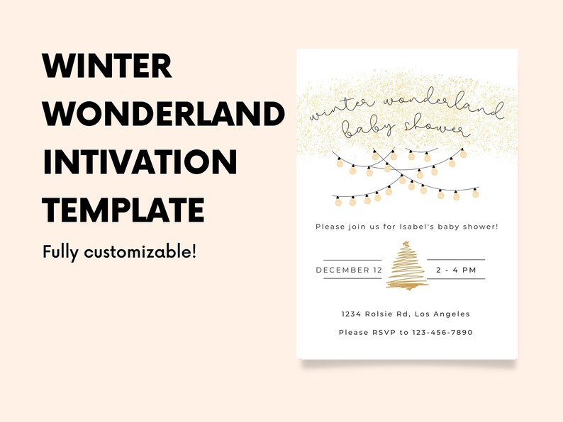 Editable Winter Wonderland Baby Shower Electronic Invitation Customizable Digital Baby Shower Invite Downloadable Invitation Template image 5