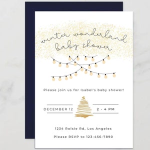 Editable Winter Wonderland Baby Shower Electronic Invitation Customizable Digital Baby Shower Invite Downloadable Invitation Template image 3