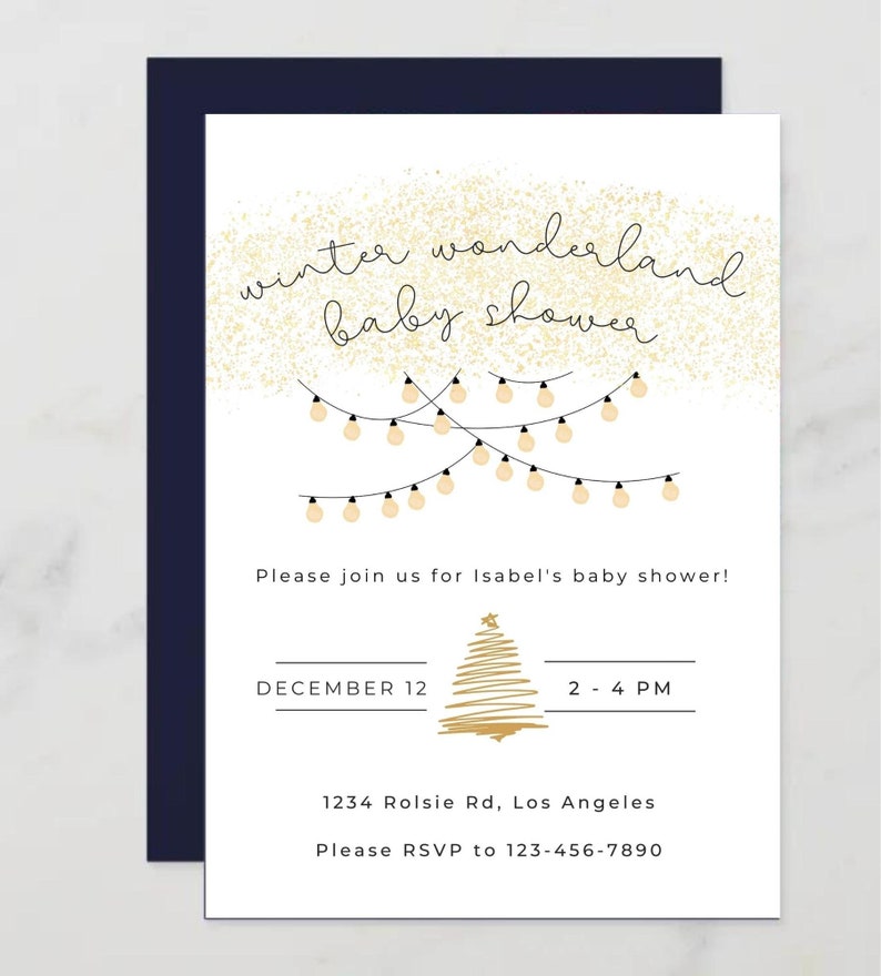 Editable Winter Wonderland Baby Shower Electronic Invitation Customizable Digital Baby Shower Invite Downloadable Invitation Template image 3