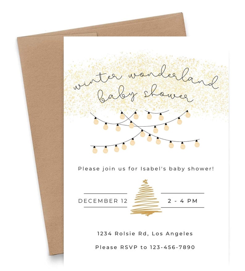 Editable Winter Wonderland Baby Shower Electronic Invitation Customizable Digital Baby Shower Invite Downloadable Invitation Template image 2