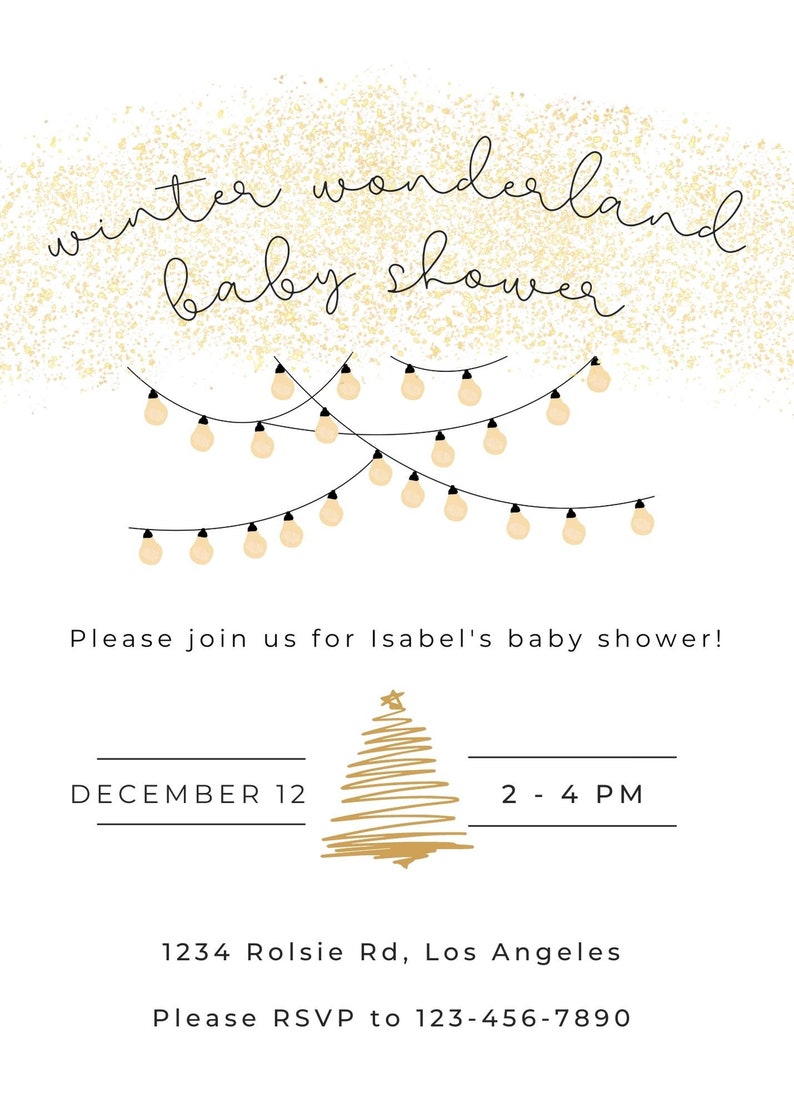 Editable Winter Wonderland Baby Shower Electronic Invitation Customizable Digital Baby Shower Invite Downloadable Invitation Template image 9