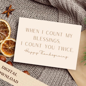 Printable Thanksgiving Card or Holiday Card, Downloadable Card, Digital Card, Thankful, instant download 5x7 Greeting Card