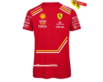 T-shirt Girocollo LECLERC- SAINZ  formula 1  2024   auto  + 3 stickers in omaggio