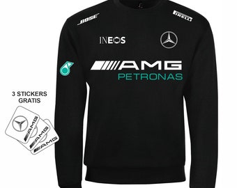 Felpa Girocollo replica MERCEDES F1   AMG auto  + 3 stickers in omaggio