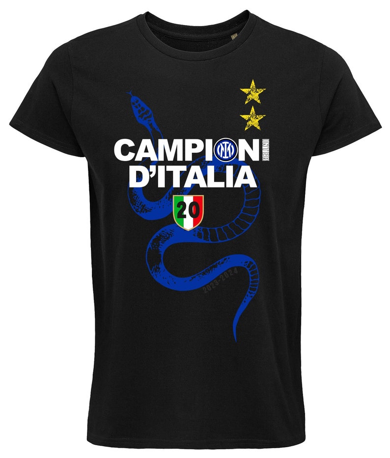 T-shirt INTER campione d'ITALIA internazionale MILANO scudetto calcio serie A italiano Nero