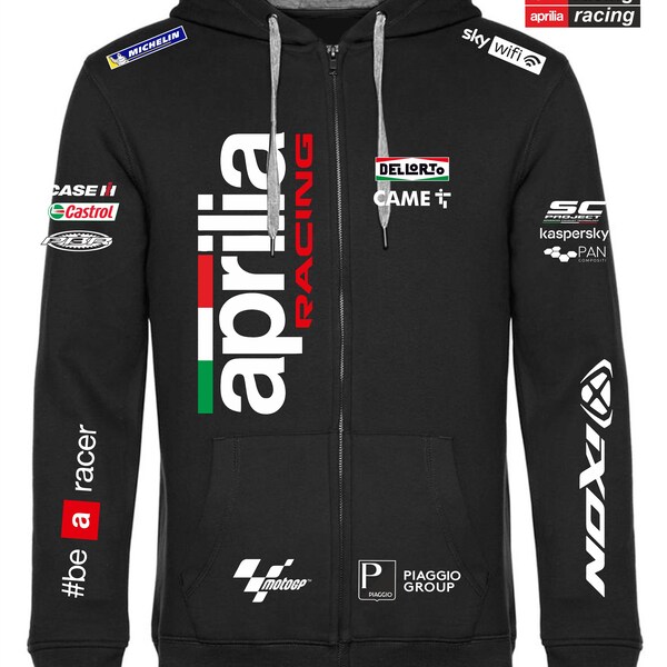 APRILIA Racing Italia Zip-Sweatshirt Moto GP Be a Racer + 3 KOSTENLOSE Aufkleber