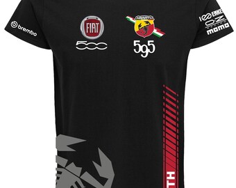 Camiseta ABARTH 595 fiat 500 rally motosport negra + 3 pegatinas GRATIS