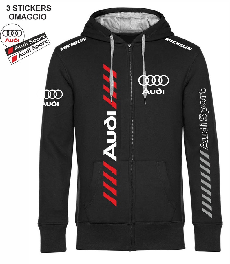 AUDI SPORT replica car zip and hoodie 3 free stickers image 1