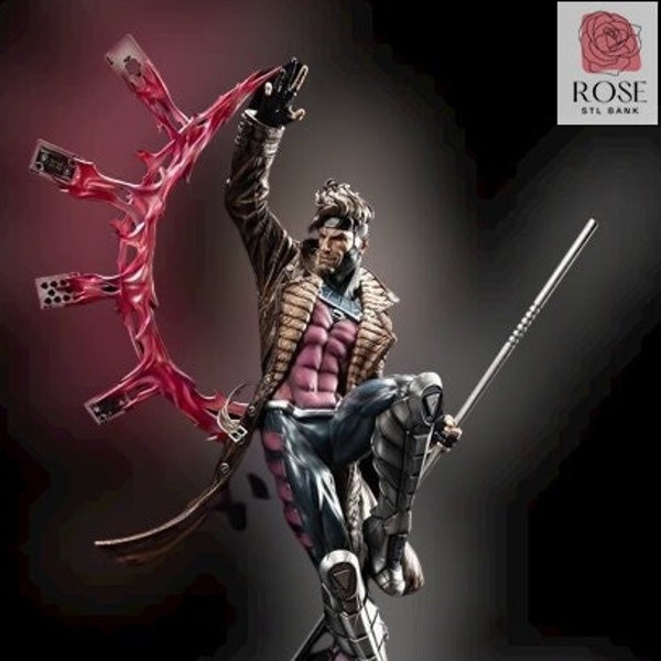 Gambit Maquette 3D STL File, Gambit Maquette 3D Printed STL Model, X-Men Character STL File