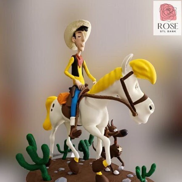 Lucky Luke 3D Printed STL File, High Quality Lucky Luke 3D Printed STL File, 3D Printable STL File