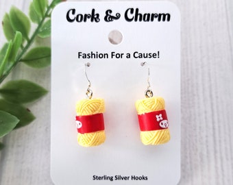 Yellow Yarn Ball Skein 3D Earrings l Gift for Knitters Crochet l Gift for Crafters l Kawaii l Novelty Earrings l Sterling Silver Earrings