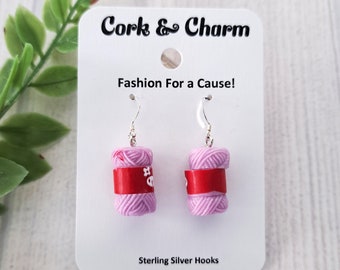Purple Yarn Ball Skein 3D Earrings l Gift for Knitters Crochet l Gift for Crafters l Kawaii l Novelty Earrings l Sterling Silver Earrings