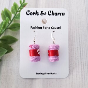 Purple Yarn Ball Skein 3D Earrings l Gift for Knitters Crochet l Gift for Crafters l Kawaii l Novelty Earrings l Sterling Silver Earrings