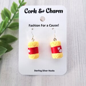 Yellow Yarn Ball Skein 3D Earrings l Gift for Knitters Crochet l Gift for Crafters l Kawaii l Novelty Earrings l Sterling Silver Earrings