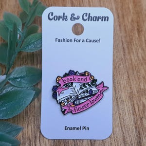 Book and Flower Lover Book Enamel Pin l Gift for Readers l Gift for Book Lovers l