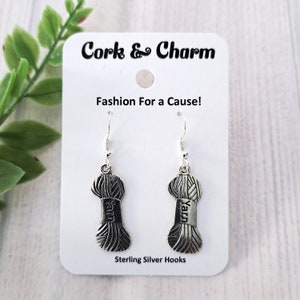Silver Skein Ball of Yarn Earrings l Gift for Knitters l Gift for Crafters l Kawaii l Novelty Earrings l Sterling Silver Earrings