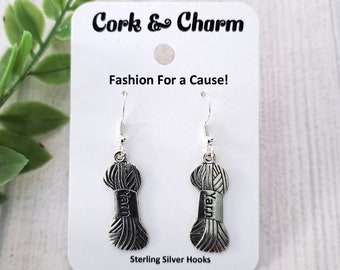 Silver Skein Ball of Yarn Earrings l Gift for Knitters l Gift for Crafters l Kawaii l Novelty Earrings l Sterling Silver Earrings
