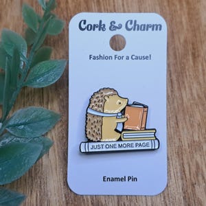Just One More Page Hedgehog Book Enamel Pin l Gift for Readers l Gift for Book Lovers l