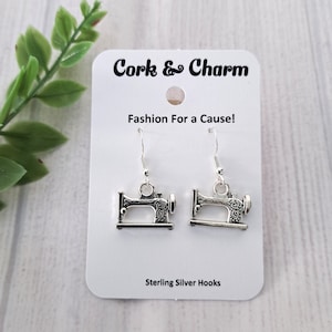 Silberne Nähmaschine Ohrringe l Geschenk für Näher l Geschenk für Näher l Geschenk für Handwerker l Neuheit Ohrringe l Sterling Silber Ohrringe