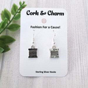Silver Thread Earrings l Gift for Sewers Sewists l Gift for Crafters Knitters Crocheters l Sterling Silver Earrings