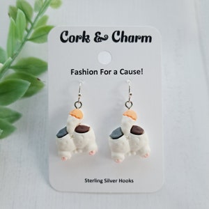 Calico Cat Back Tail Behind Silver Earrings l Cat Lovers Gift l Cat Mom Gift l Gift for Vet l Sterling Silver Earrings