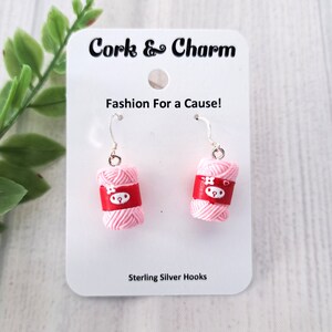 Pink Yarn Ball Skein 3D Earrings l Gift for Knitters Crochet l Gift for Crafters l Kawaii l Novelty Earrings l Sterling Silver Earrings