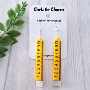 Yellow Tape Measure Earrings l Gift for Sewers Sewists l Gift for Crafters Knitters Crocheters l Sterling Silver Earrings