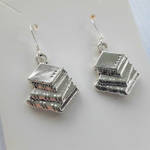 Silver Book Stack Earrings l Teacher Gift l Bookworm l Book Lovers Gift l Librarian Gift l Sterling Silver Earrings
