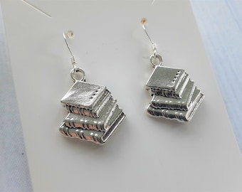 Silver Book Stack Earrings l Teacher Gift l Bookworm l Book Lovers Gift l Librarian Gift l Sterling Silver Earrings