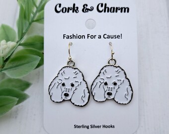 Caniche perro raza cabeza cara pendientes de plata l regalo de los amantes de los perros l regalo de la mamá del perro l pendientes de plata de ley
