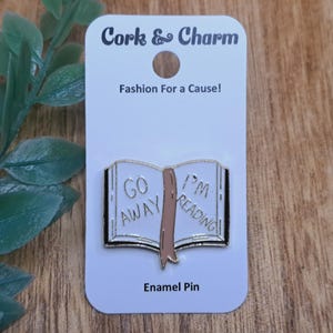 Go Away I&#39;m Reading Book Enamel Pin l Gift for Readers l Gift for Book Lovers l
