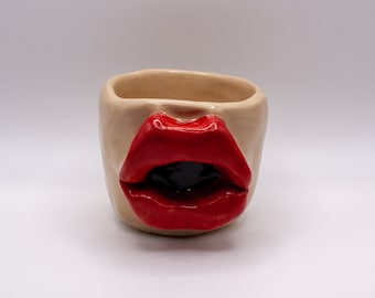 Handmade Ceramic Funny Red Lips Mug