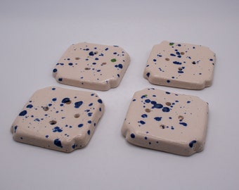 Handmade Ceramic Square Button (4 pcs)