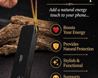 Correa para teléfono de ámbar hecha a mano, piedra natural, cordón para teléfono que equilibra la energía, accesorio antiestrés