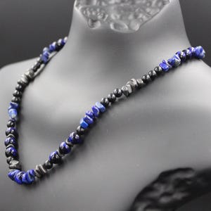 Hematite and Lapis Lazuli Necklace - Handmade, Original Design