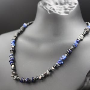 Handcrafted Lapis Lazuli & Hematite Necklace - Original Design, Natural Stones