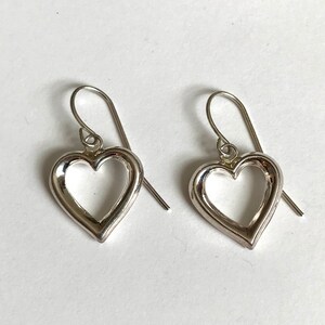 Sterling Silver Open Heart Earrings- Marked ‘JCM 925 CHINA’— 925 Silver Dangly Earrings