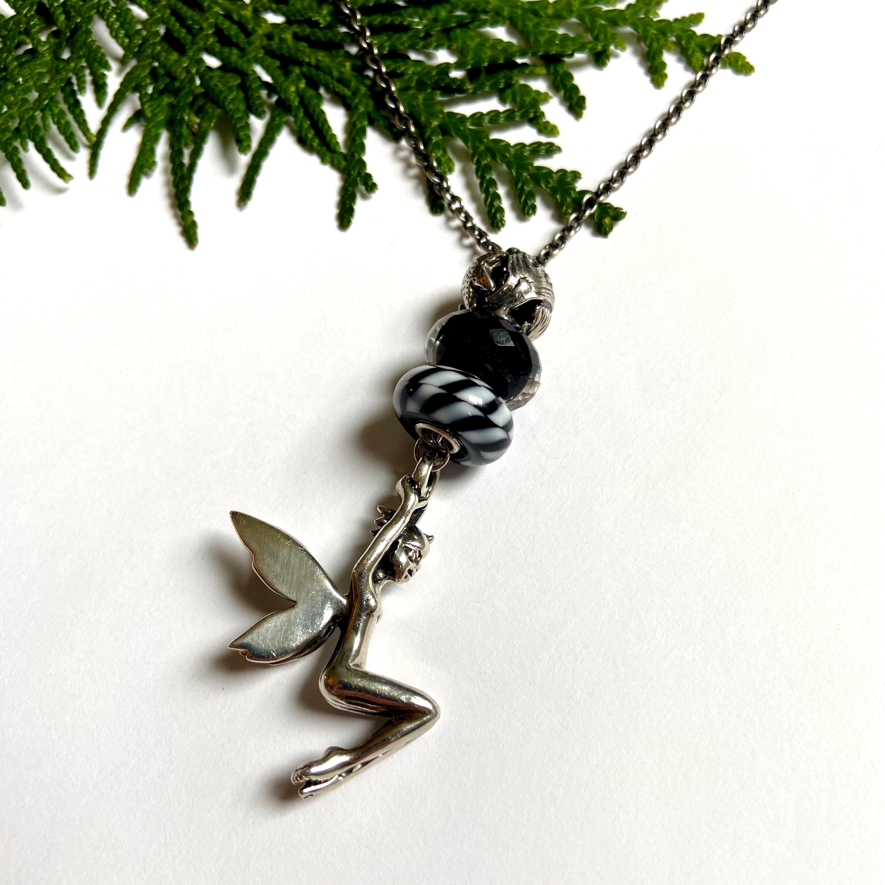 Trollbeads 925 Fantasy Necklace With Winged Elf and 3 Charm Beads