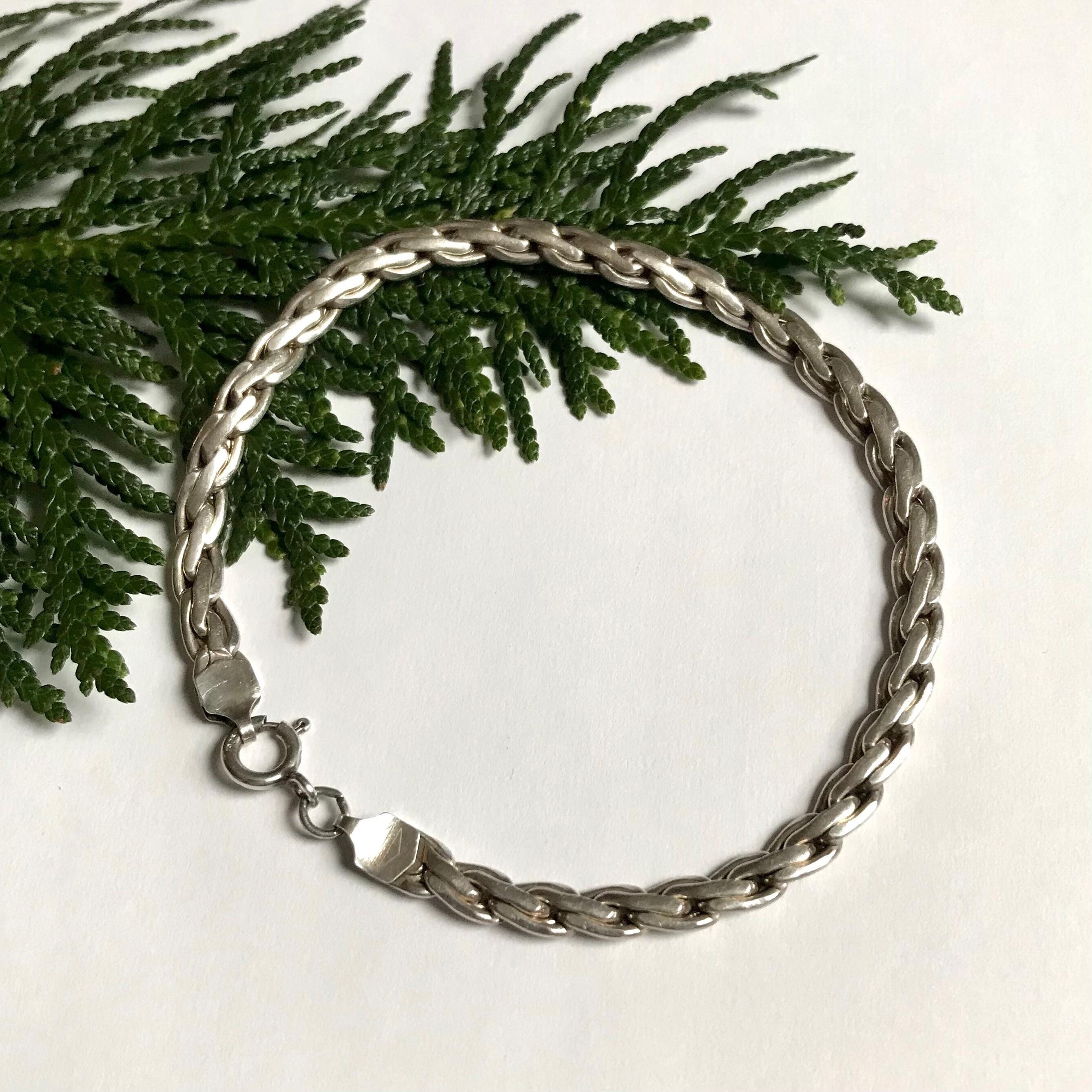Vintage Silver  chain  Bracelet 925  ブレス Vintage Sterling Silver 925 Chunky Unique Bracelet 8