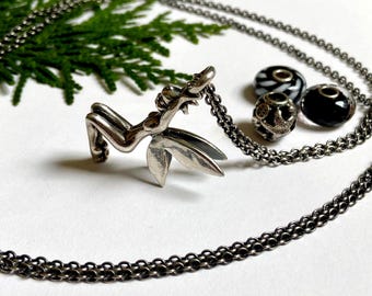 Trollbeads 925 Fantasy Necklace With Winged Elf and 3 Charm Beads