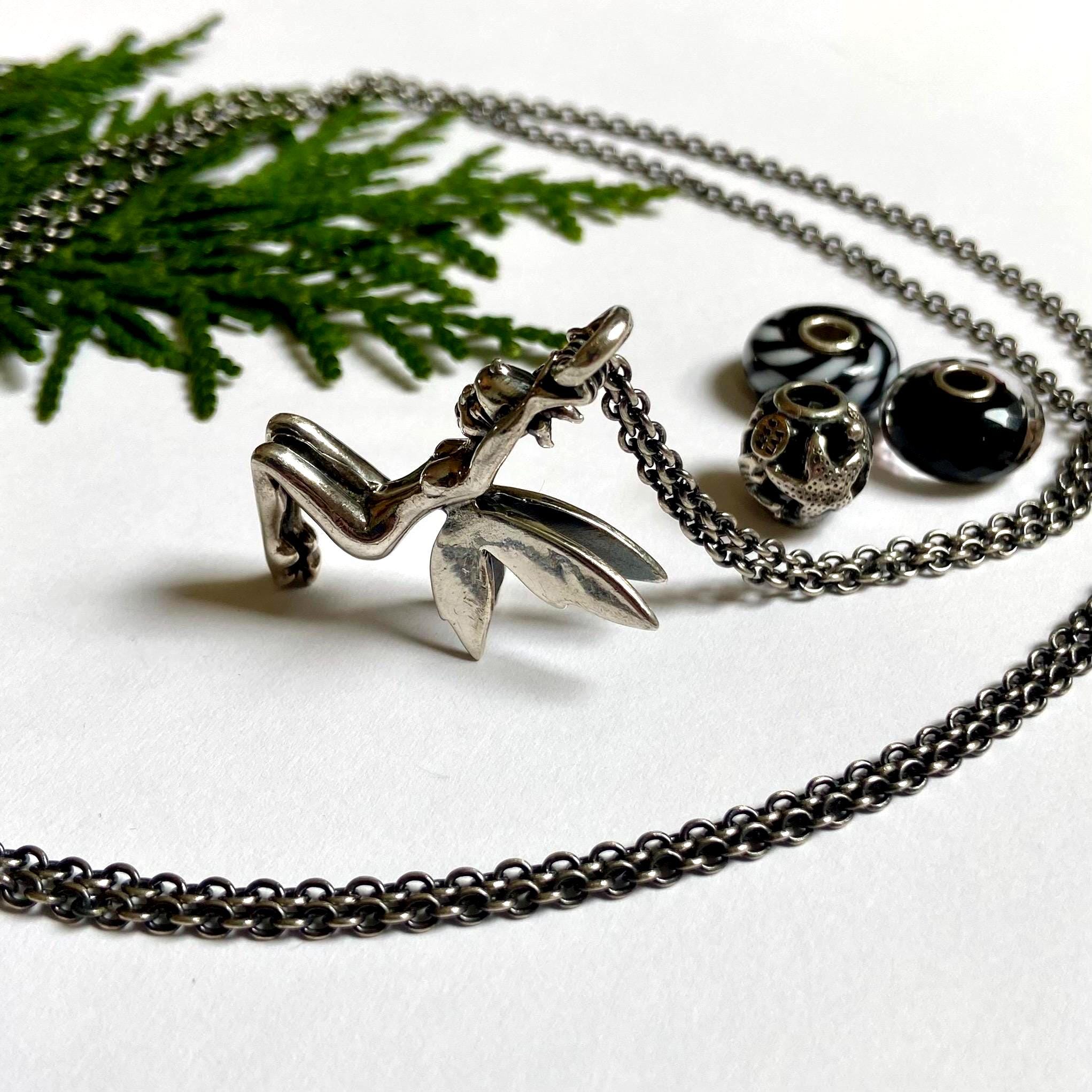 Trollbeads 925 Fantasy Necklace With Winged Elf and 3 Charm Beads