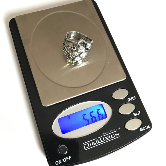 925 Silver Funky Multi Gemstone Ring— Sterling Si… - image 9