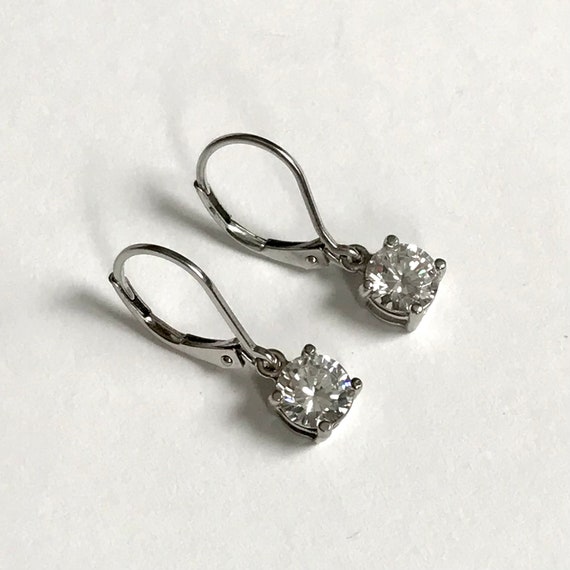 Drop Cubic Zirconia and Sterling Silver Vintage E… - image 5