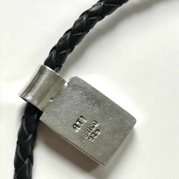 925 Black Braided Leather Necklace With Rectangul… - image 10